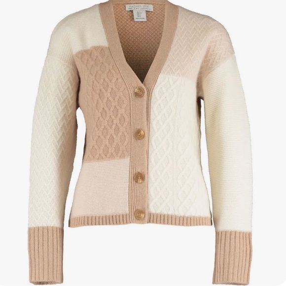 NWT RACHEL ZOE 100% 2-ply Cashmere
Textured Patchwork knit Cardigan
Large - Picture 1 of 8